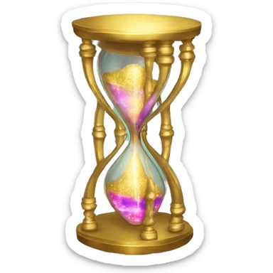 Gilded sparkling shimmering hourglass with nebula galaxy golden inside sticker