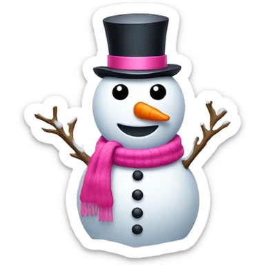 snowman with pink accessories sticker