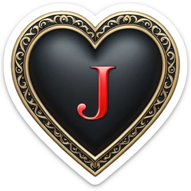 Can you make a black heart with a white letter in the middle in a gothic style, the letter is J sticker