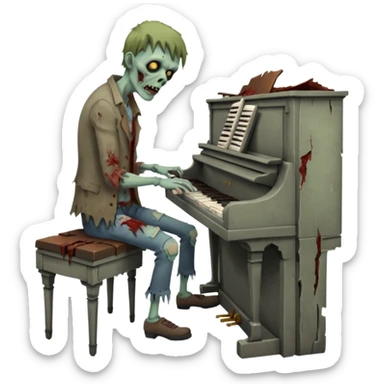 zombie playing piano sticker