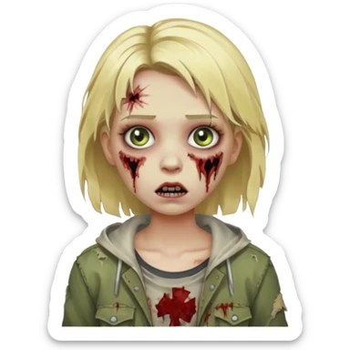 girl zombie with blonde hair sticker