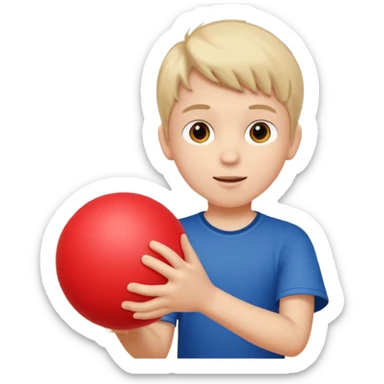 a son playing a ball sticker