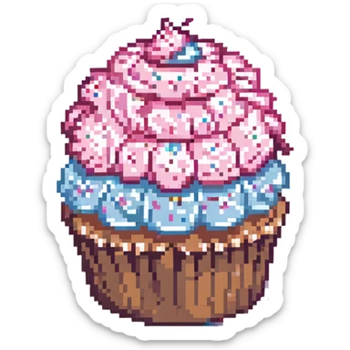 pixel art cupcake with pink icing sticker
