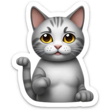 A cat giving a thumbs down with a frown sticker