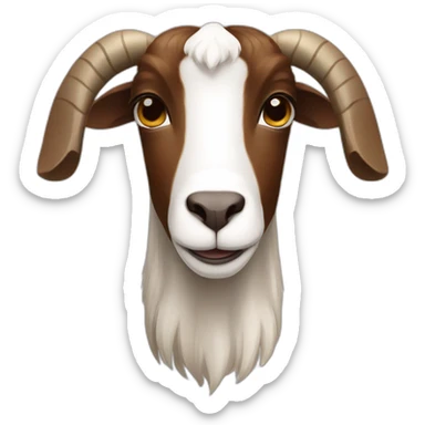Boer goat, goat with floppy ears, no horns, brown and white fur sticker