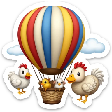 Sheep rooster, duck in hot air balloon  sticker
