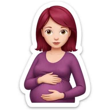 Pregnant woman with burgundy hair  sticker