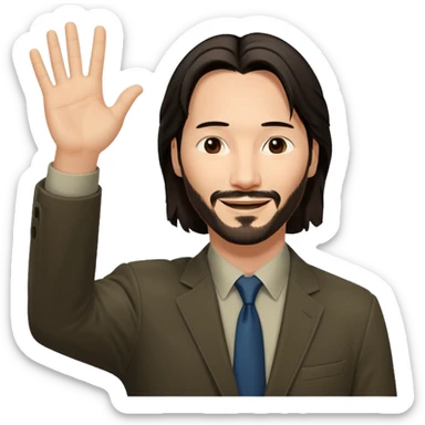 Keanu Reeves raising his hand up sticker