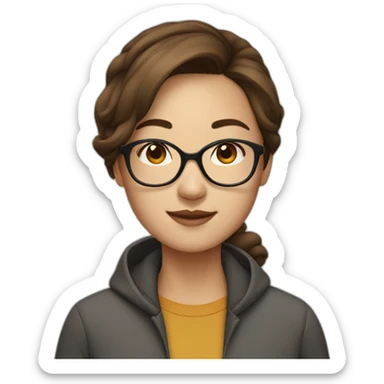 Brown-haired-young-awoman, asian, with glasses sticker