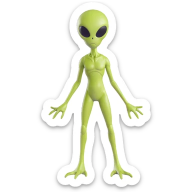 full-body alien figure standing sticker