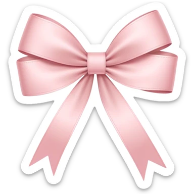 Single-loop thin and elongated ribbon bow, light pink, no double loops, minimalistic, elegant, sleek and slender sticker