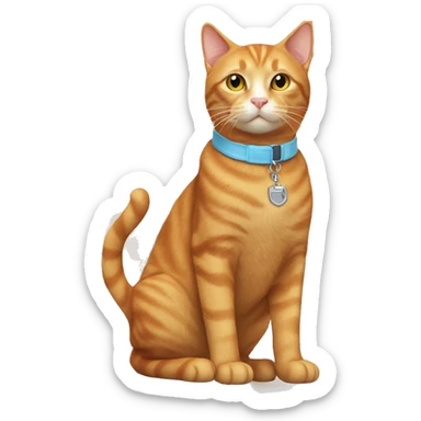 Ginger cat with light blue collar sticker