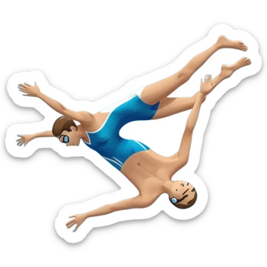 An icon showing an athlete mid-flip diving from a high springboard into a clear blue pool. The design captures the elegance of the twist, the splash below, and the height of the jump. Transparent background emphasizes the precision, grace, and thrill of diving as a sport. sticker