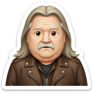 Long hair old fat men in leather jacket sticker