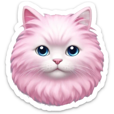 pink fluffy cat with bow sticker