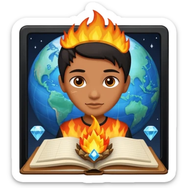 Combine these to make 1. 📓🌎💎🫥🔥⚖️ sticker