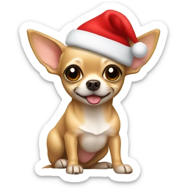 Tan chihuahua with a Santa hat sticker