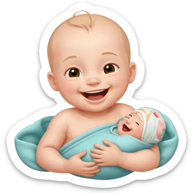A newborn baby laughing joyfully sticker
