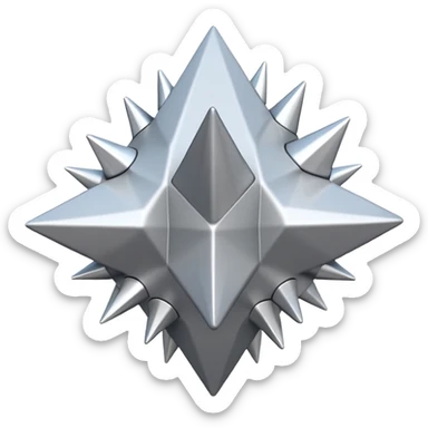 "iOS-style 3D emoji: single irregular jagged spike cluster in light gray and white, sharp edges, subtle glossy reflections, dynamic angles suggesting sudden impact; no circles, no faces, no text, abstract only sticker