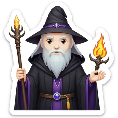 evil wizard with staff and dark robes sticker