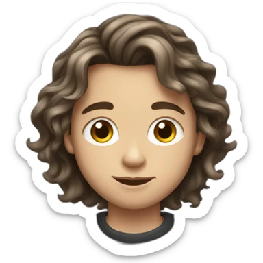 teenager boy brown long wavy hair and dark gray striped sweater sticker