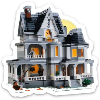 Lego barbie’s run-down frightening dangerous ghost-ridden haunted dream house nightmare scenario moon sticker