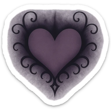 Dark mauve heart effect gothic sticker