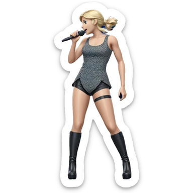 blonde girl with microphone sticker