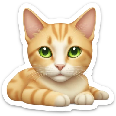 light orange/cream colored cat with green eyes laying down  sticker