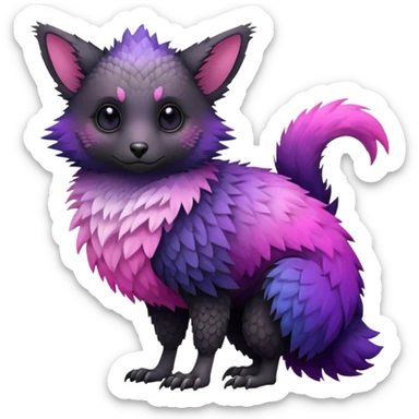 Cool Edgy realistic Black-pink-purple-gradient Trico-animal-creature full body sticker