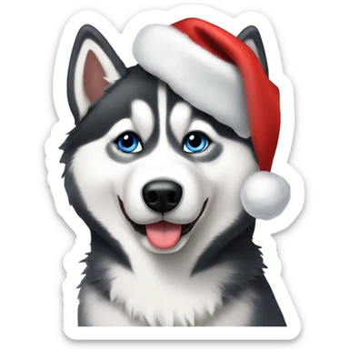 Siberian husky with Santa hat  sticker