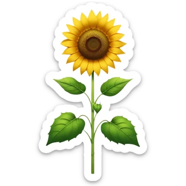 Cinematic Realistic Sunflower Emoji, Tall and bright, with a large, golden-yellow blossom facing the sun, its broad, textured petals surrounding a dark center. The sturdy green stalks and leaves frame the vibrant flower, while a gentle breeze causes the petals to sway. Soft glowing outline, capturing the essence of sunshine and warmth in a cheerful, towering sunflower! sticker