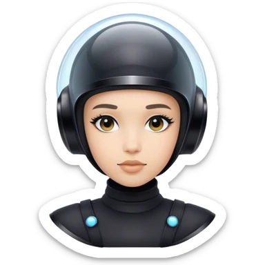 futuristic influencer wearing a sleek black bubble helmet and refined all-black attire sticker