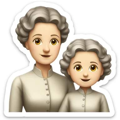 marie curie with little dother irene standing sticker