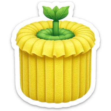 Yellow loofah without smiley faces, used for washing (looked like a sponge) sticker