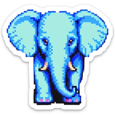 PostgreSQL database logo with elephant symbol in pixel art sticker
