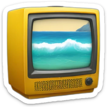 television en una playa sticker