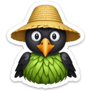 straw crow sticker