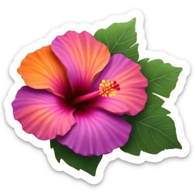 Purple pink and orange gradient hibiscus sticker