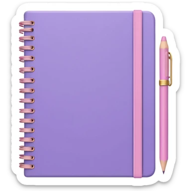 spiral-bound notebook in soft purple with a pastel pink pencil resting on it sticker