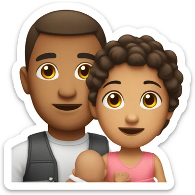 Hispanic parents with a baby sticker