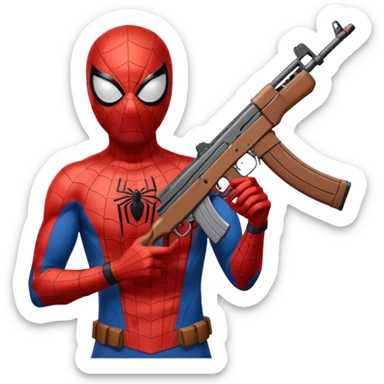 Spider-Man holding an AK-47 sticker