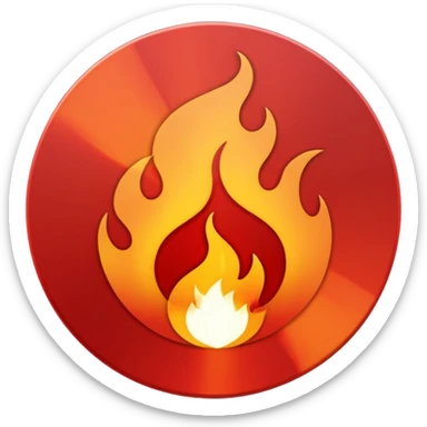 A minimalist CD disc with a subtle fire design, red flames sticker