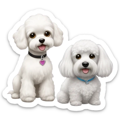 White Maltese and small black poodle sticker