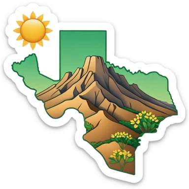 Chaco province of Argentina emoji, map outline, native flora, warm sun, modern emoji style sticker