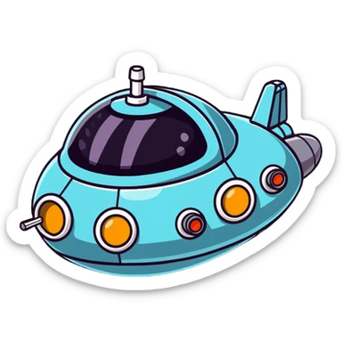 Vintage sci-fi bubble cockpit spaceship with ray guns sticker
