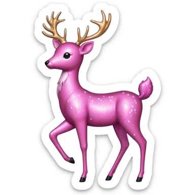 A pink glitter deer sticker