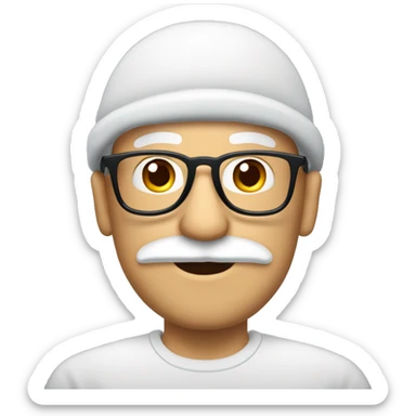 homme blanc sans cheveux avec un bonnet de neige noir des lunettes et une moustache  sticker