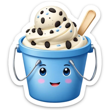 Blue cookies and cream ice cream in a bucket sticker