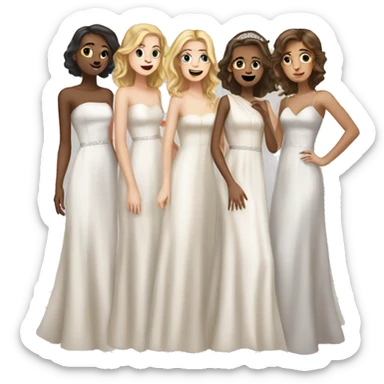 a group of white girls in prom dresses sticker